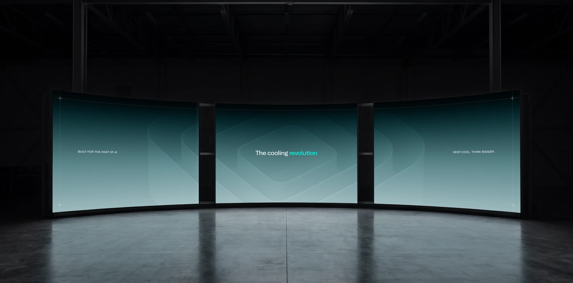 The cooling revolution across three curved screens in a hall