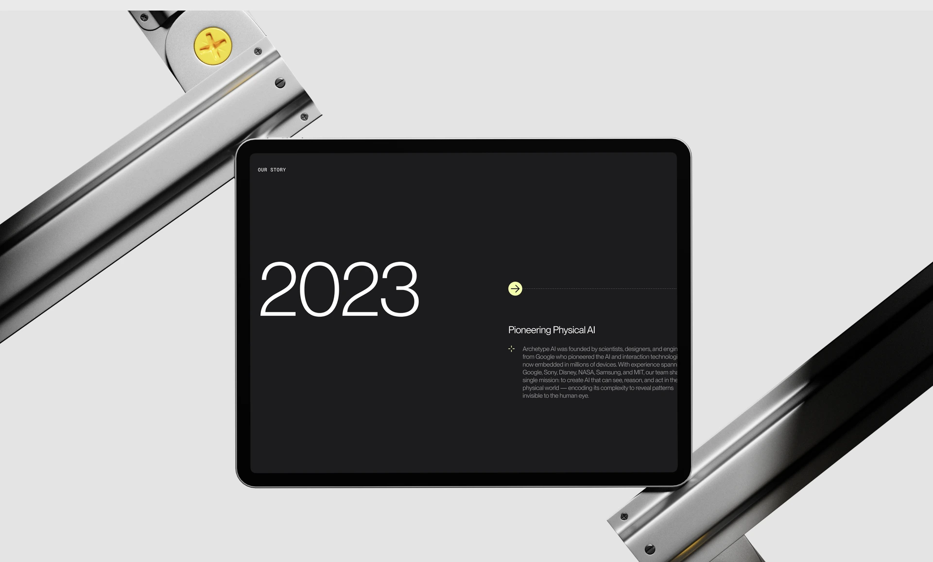 Archetype 2023 on a tablet between rails