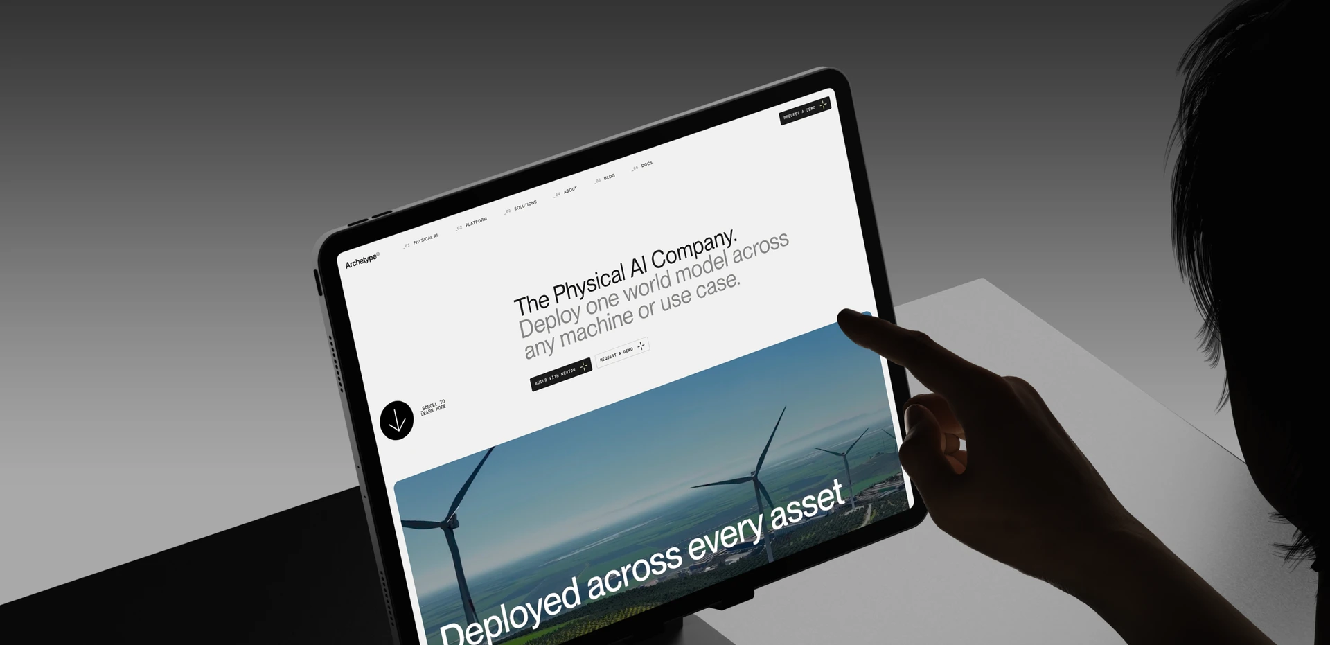 Archetype AI site on a tablet: Deployed across every asset